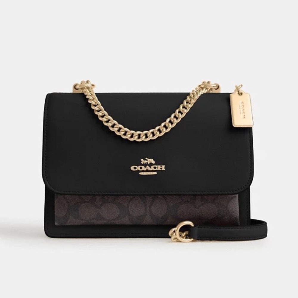 Coach Klare crossbody black gold walnut brown purse bag